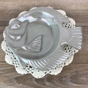 Vintage Iridescent Fish Soap Dish or Vanity Tray in Gray, 80s Bathroom